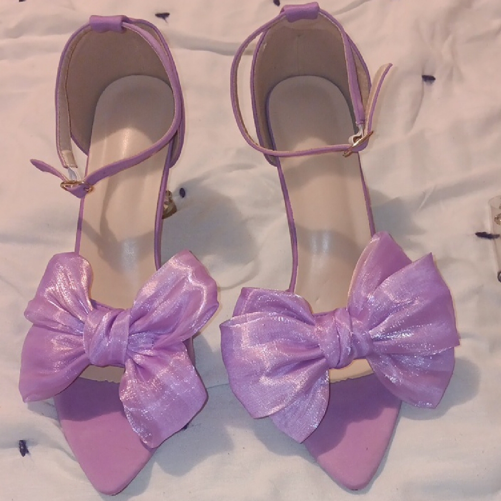 BUNDLE!!--PURPLE HEELS AND JEWEL EMBELLISHED FLATS